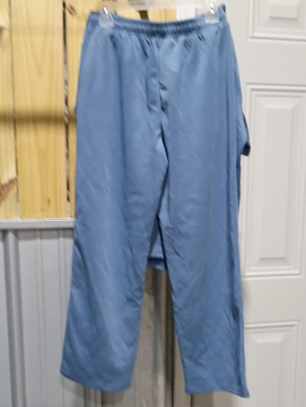 Light Blue Elastic-Waist Casual Pants